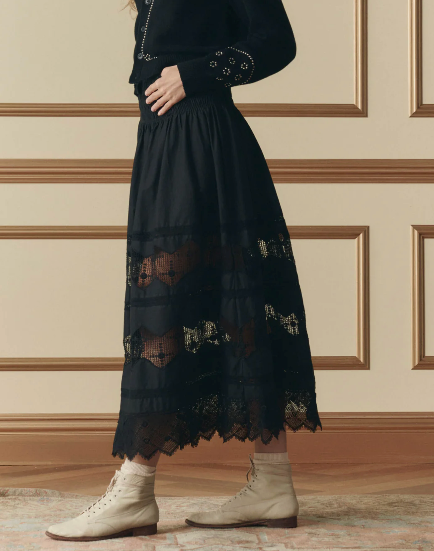 Rosette crochet canary skirt black | The Great | MARKET