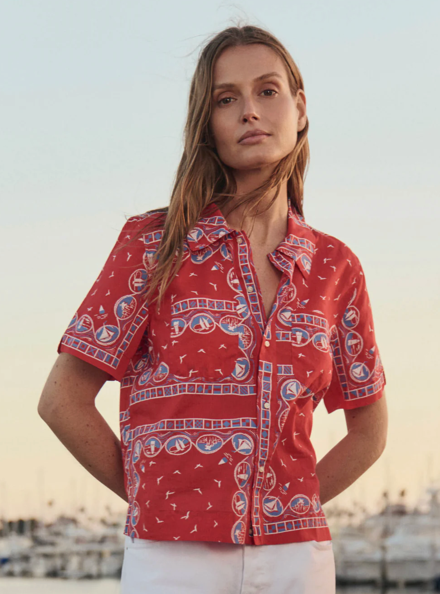 Postcard shirt red sailboat | The Great | MARKET