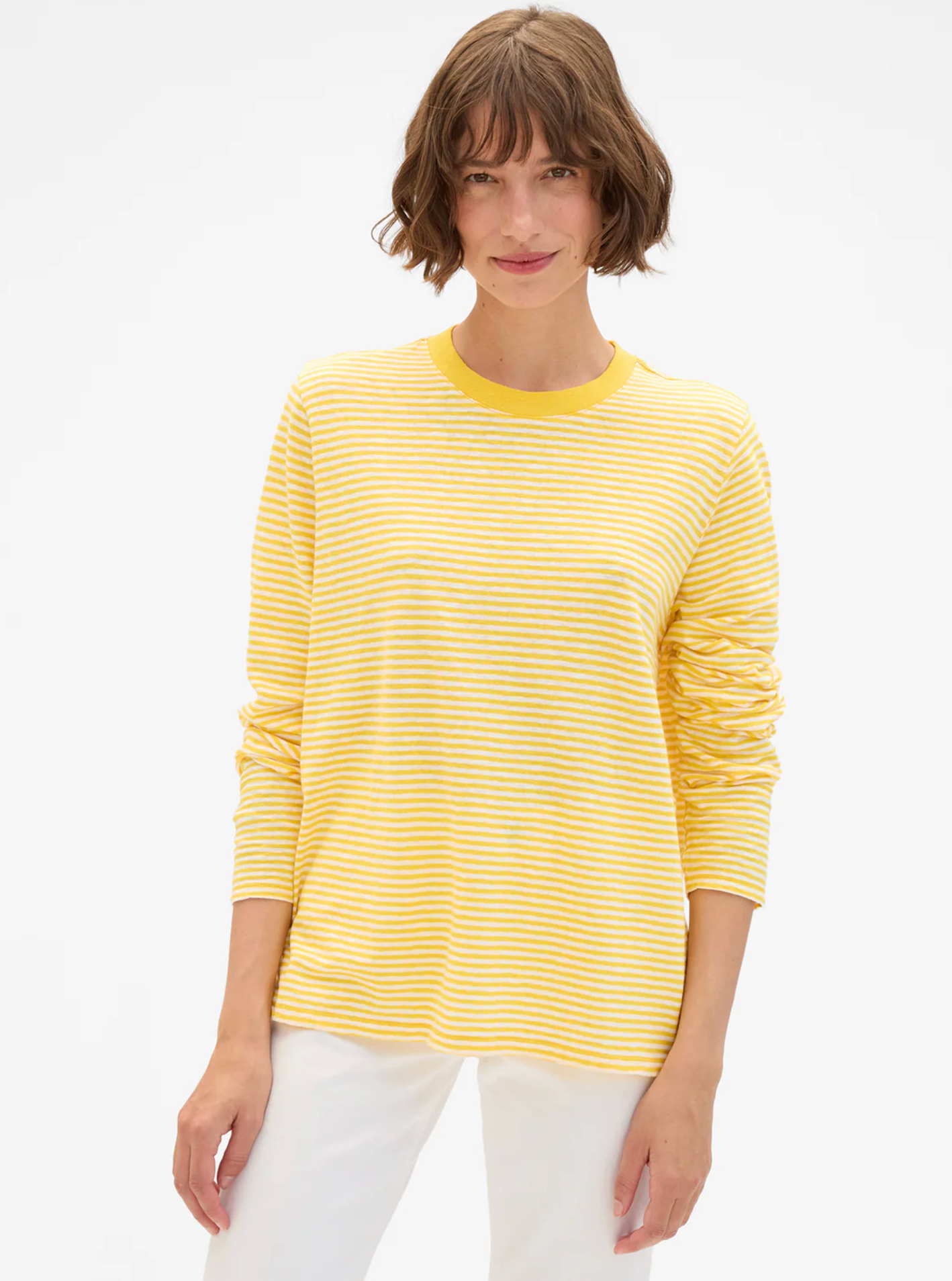 Long Sleeve Tee - Cotton/Linen Mini Stripe | Clare V | MARKET