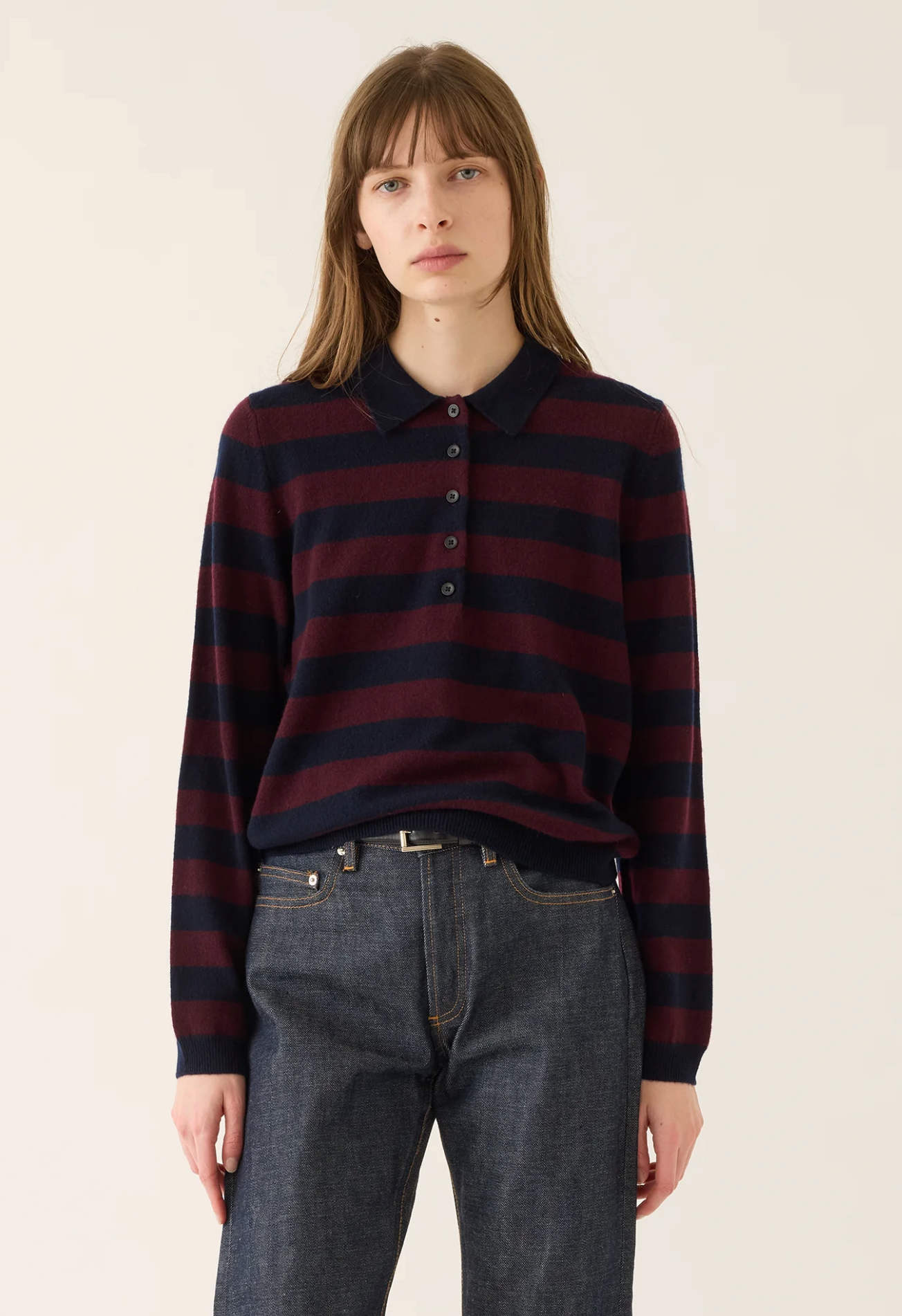Ruth stripe polo navy/garnet | Demy Lee | MARKET