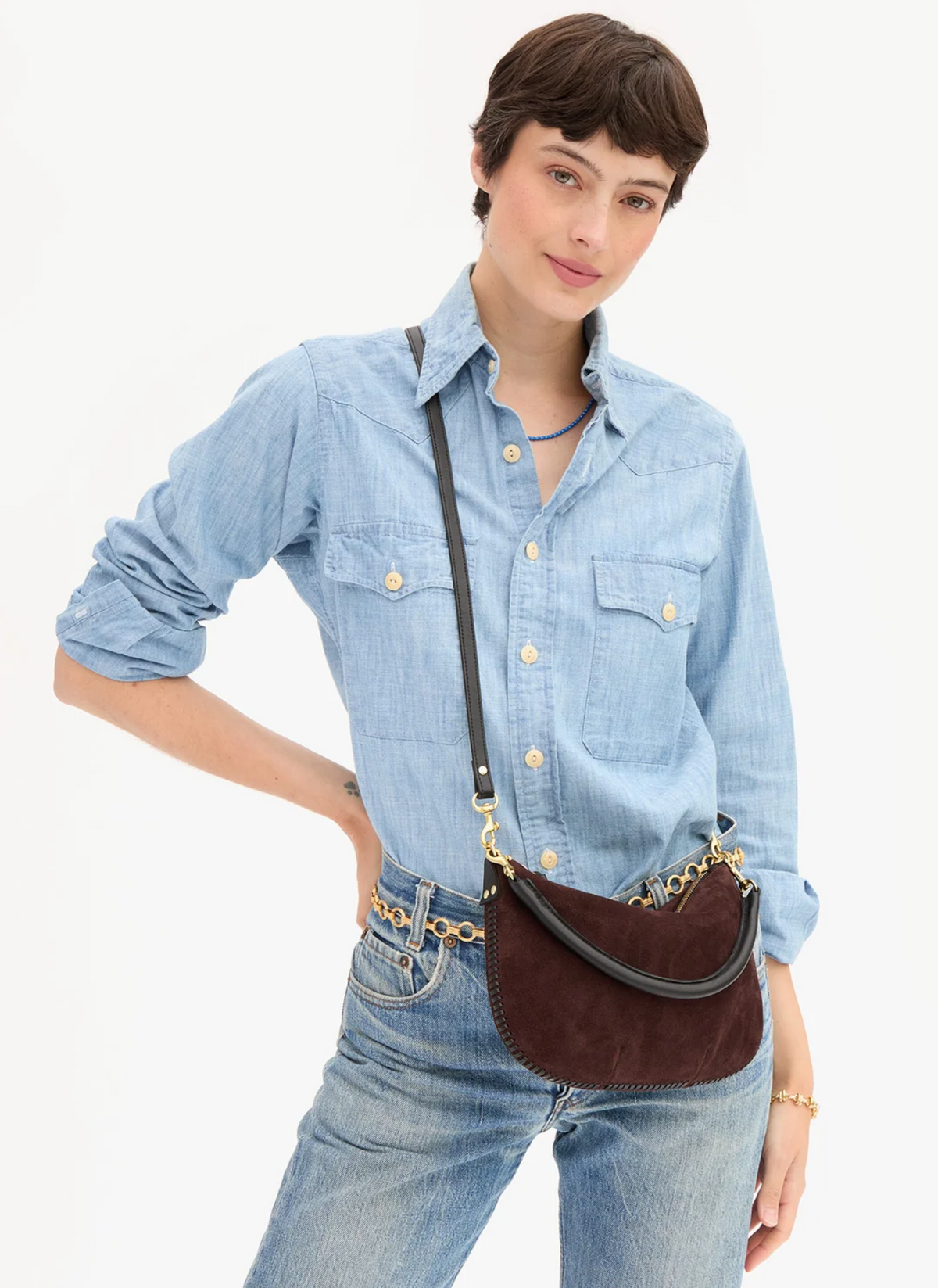petit moyen chocolate suede | clare v | market