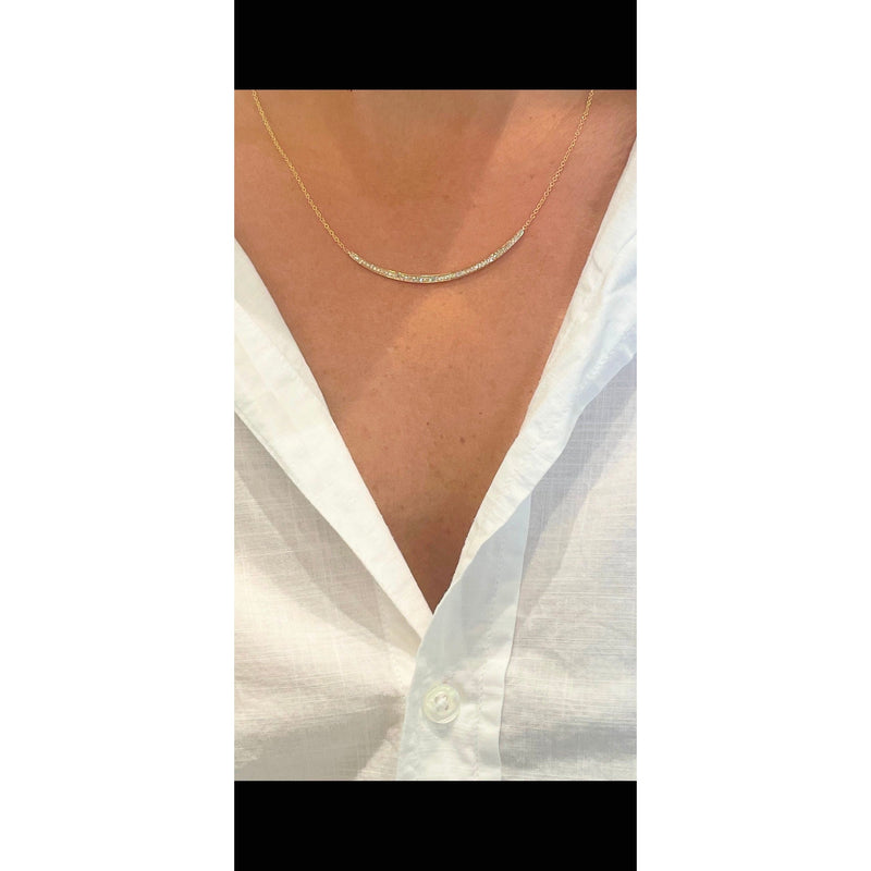 Pave crescent necklace