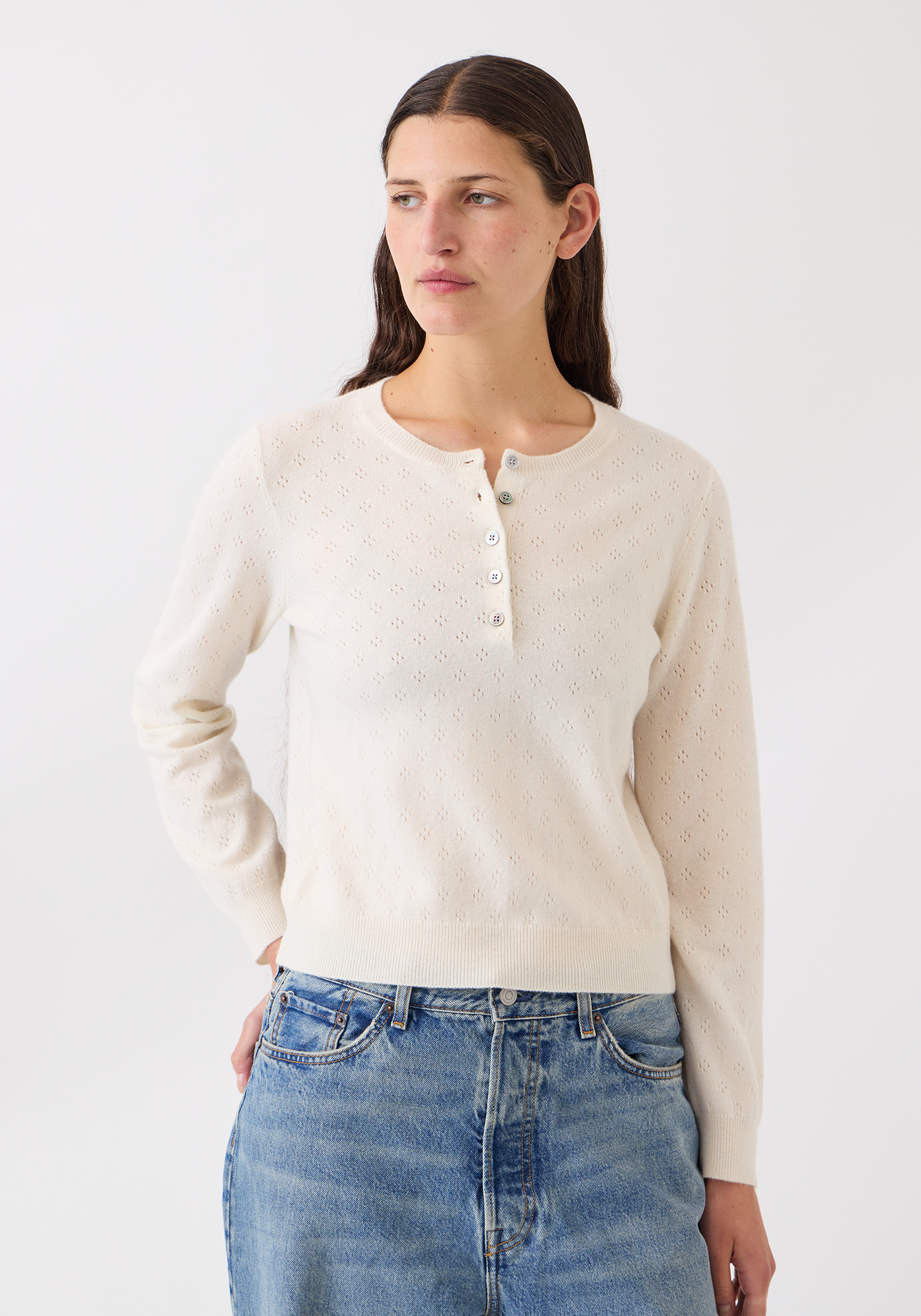 Avery Pointelle Cashmere Sweater ivory | Demy Lee | MARKET