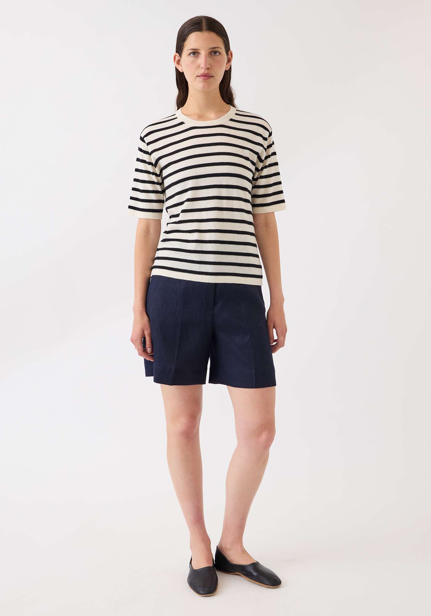 Remy Stripe Superfine Cashmere Top ivory/blk | Demy Lee | MARKET