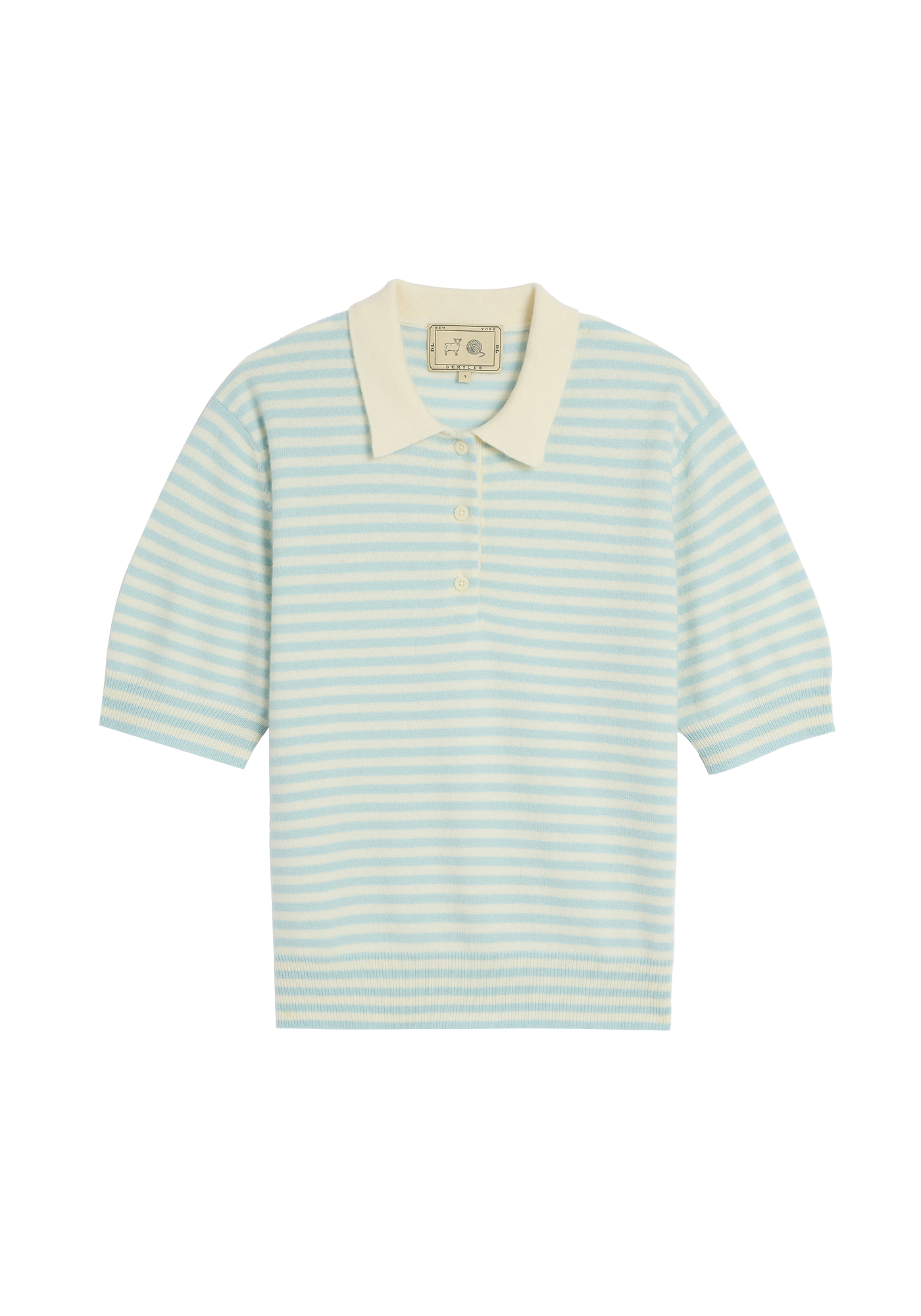 Amelia Stripe Cashmere Polo Top milk/ivory | Demy Lee | MARKET