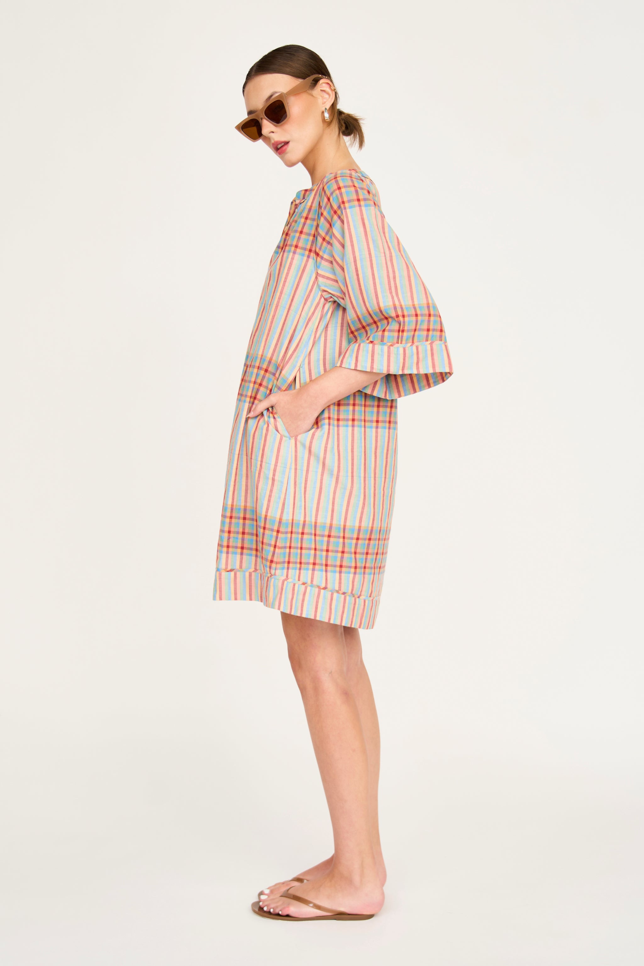 Faro Short Dress in Campfire Plaid | Mirth | MARKET