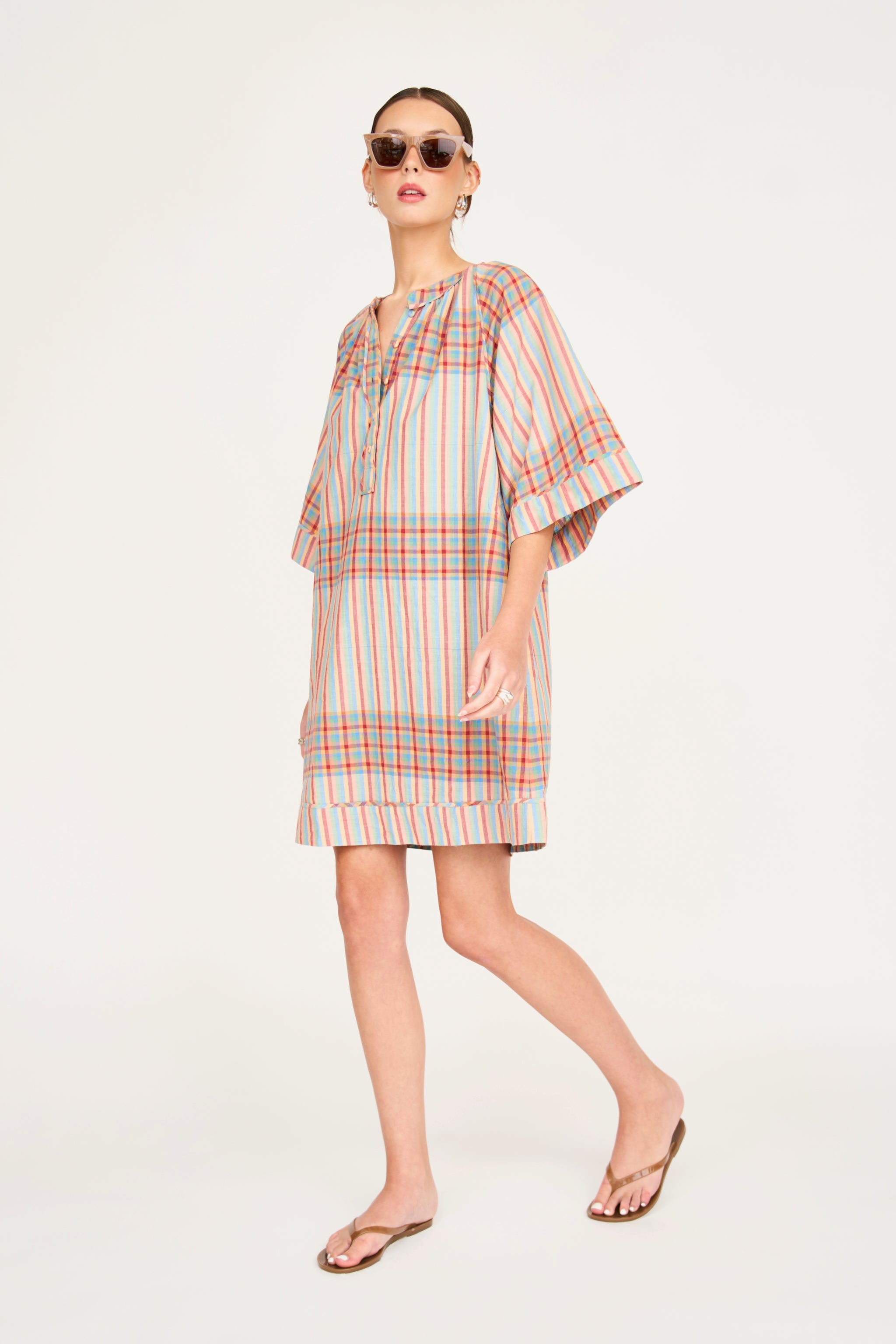 Faro Short Dress in Campfire Plaid | Mirth | MARKET