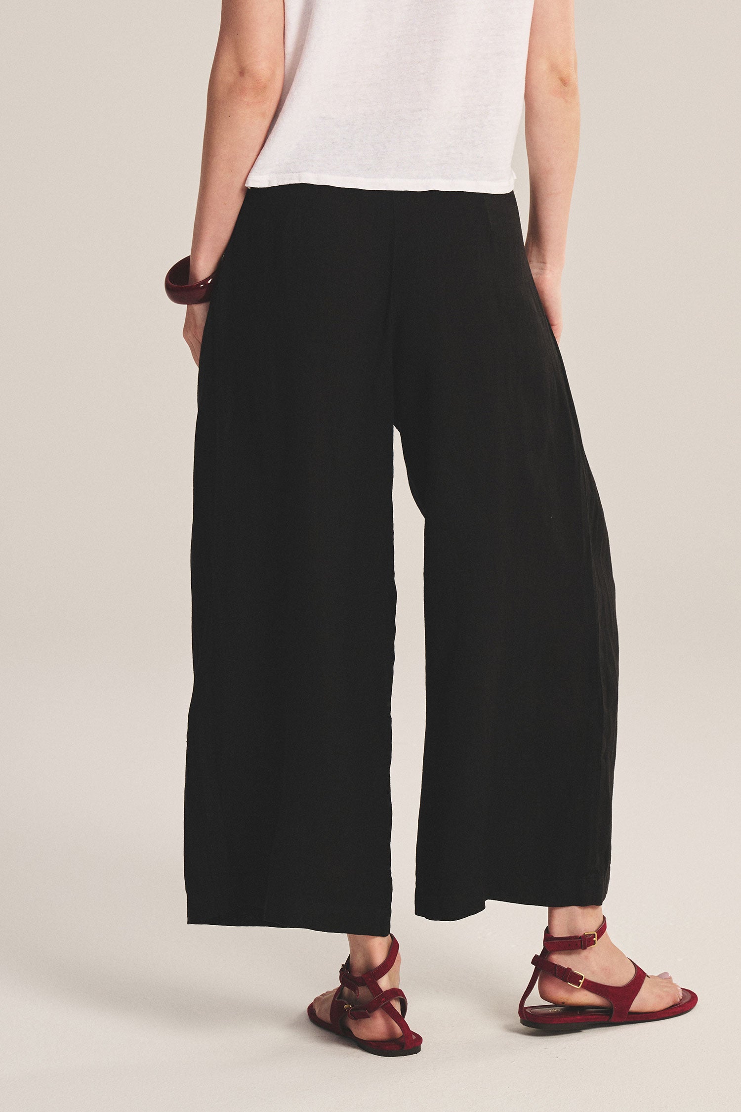 Linen fixed waist pant black | Velvet | MARKET