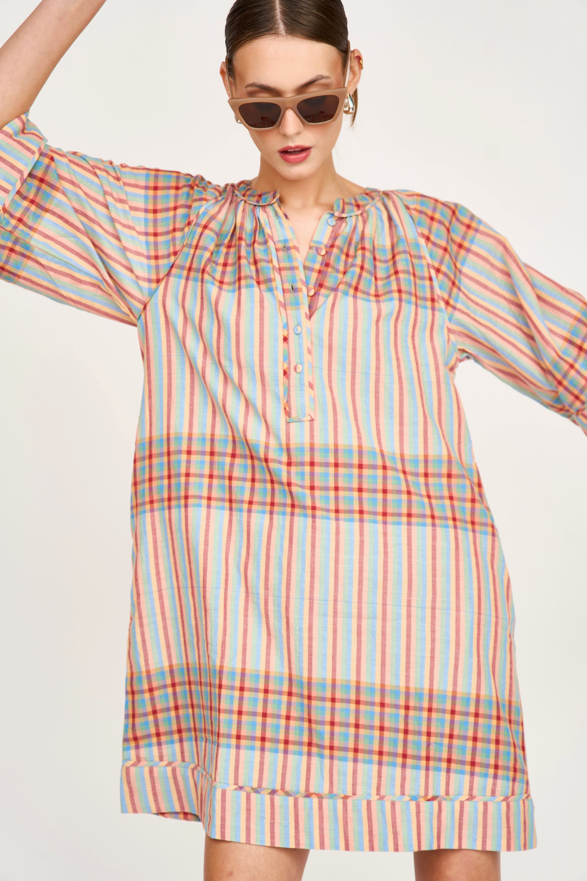 MARKET | Mirth | Faro Short Dress in Campfire Plaid