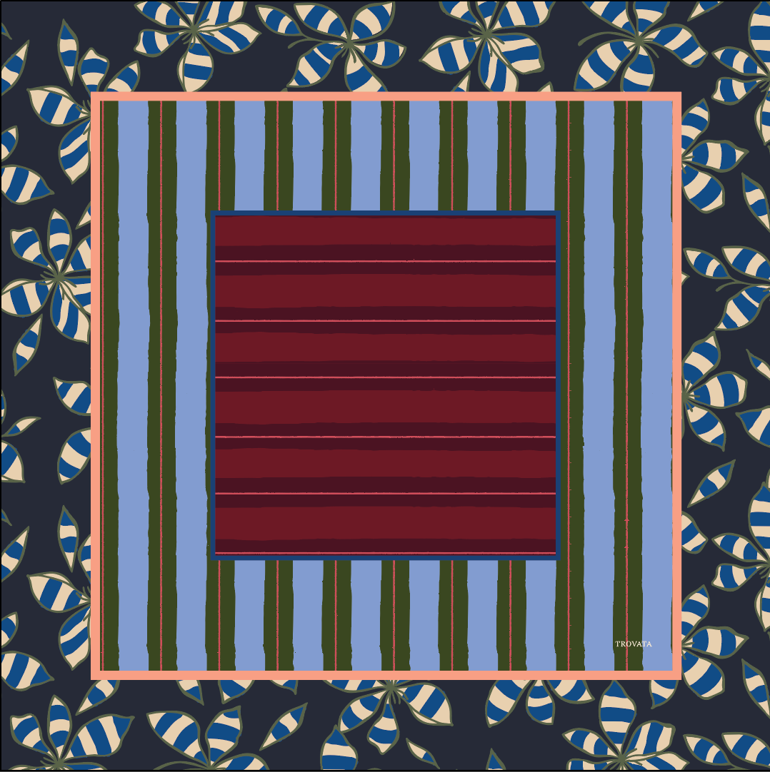 Charlotte Scarf Mod Botanica/ Garnet Stripe