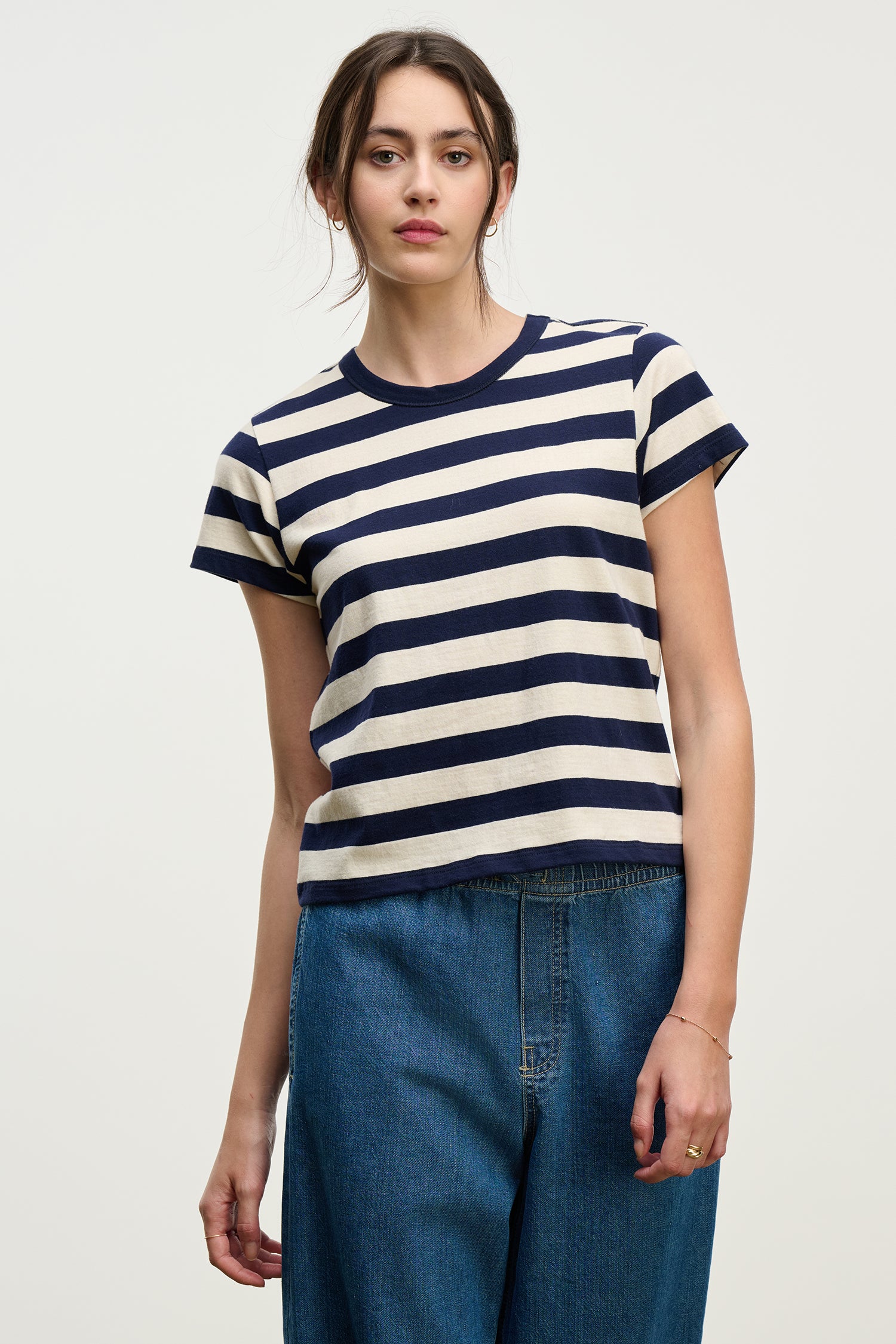 Anais stripe tee navy/cream | Velvet | MARKET