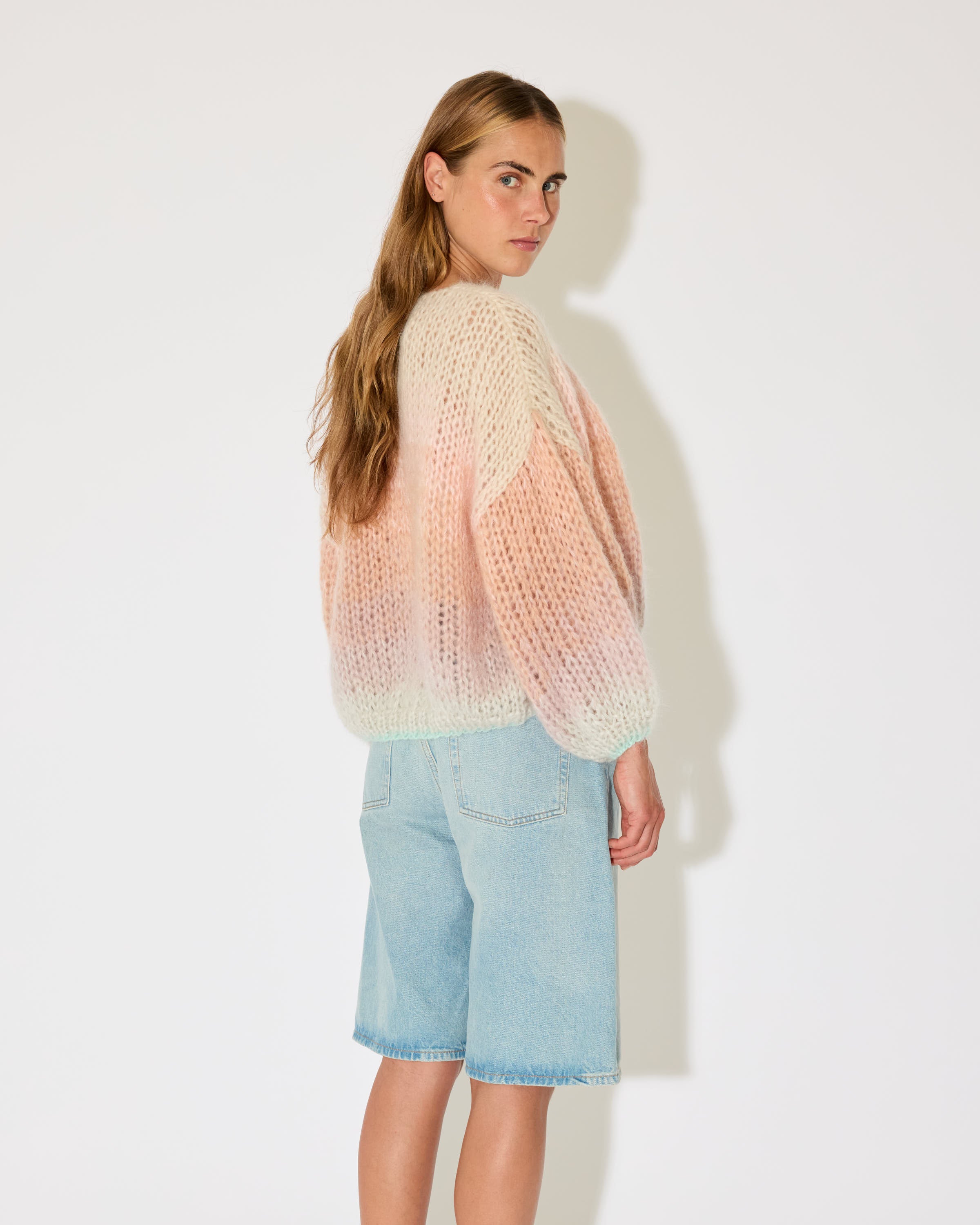 MOHAIR BOMBER CARDIGAN, OMBRE