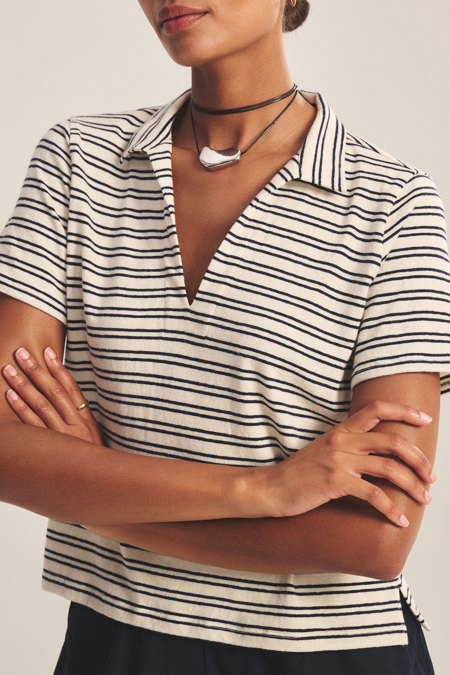 Perrin polo navy stripe | Velvet | MARKET