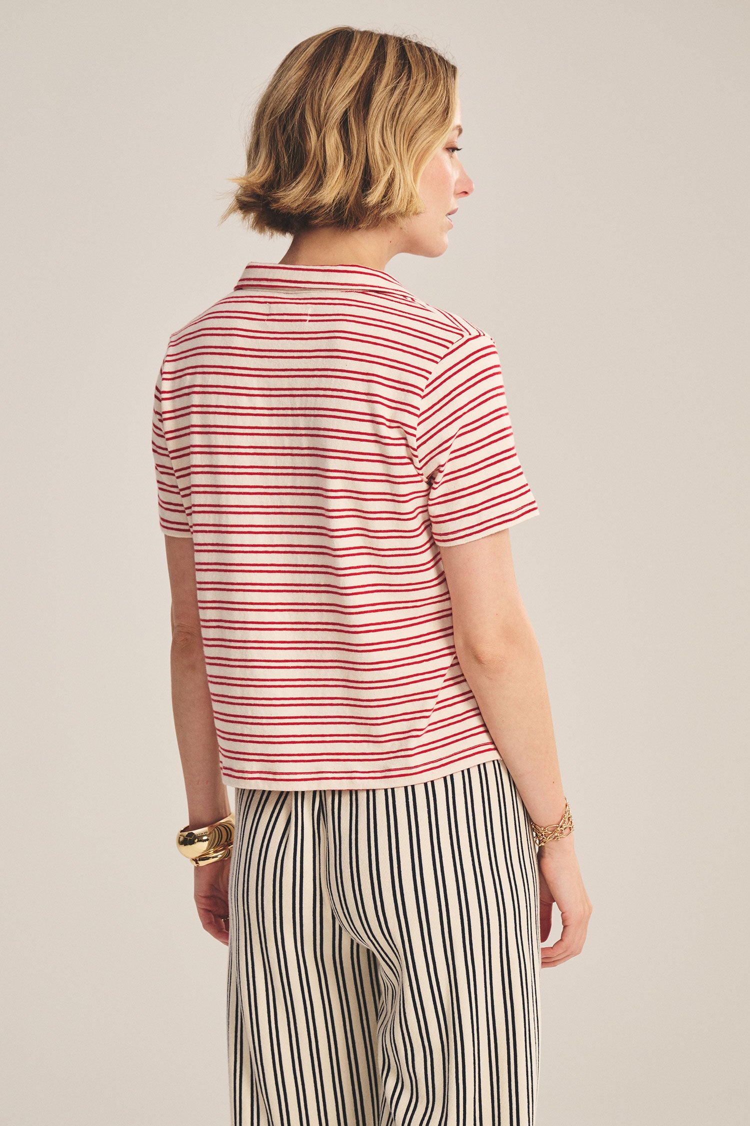 Perrin polo red stripe | Velvet | MARKET