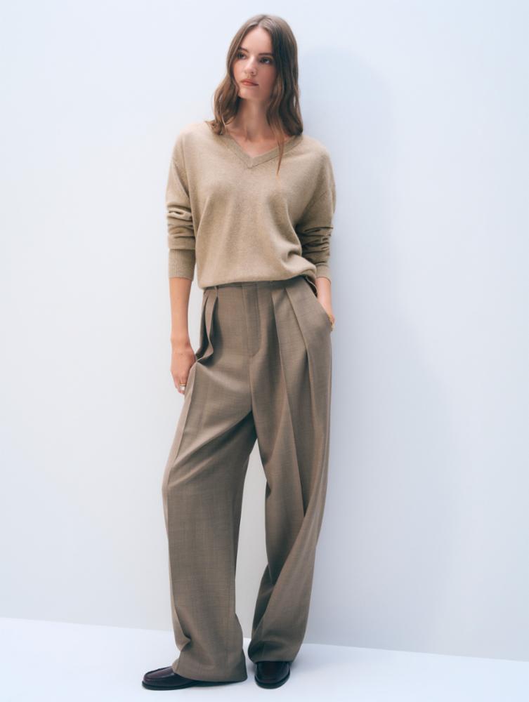 V-neck taupe heather | White & Warren | MARKET