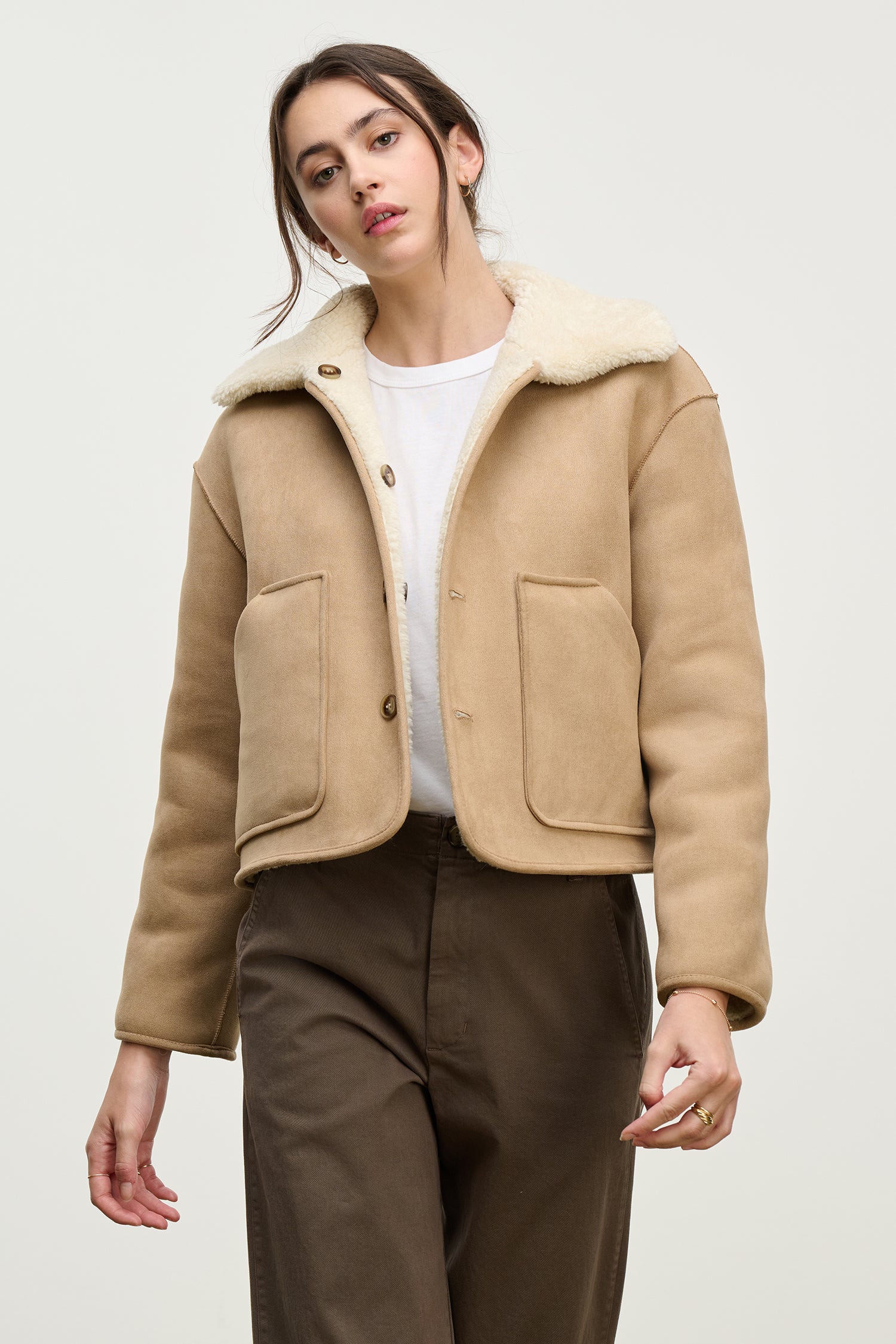 Amara reversible jacket in sand | Velvet | MARKET